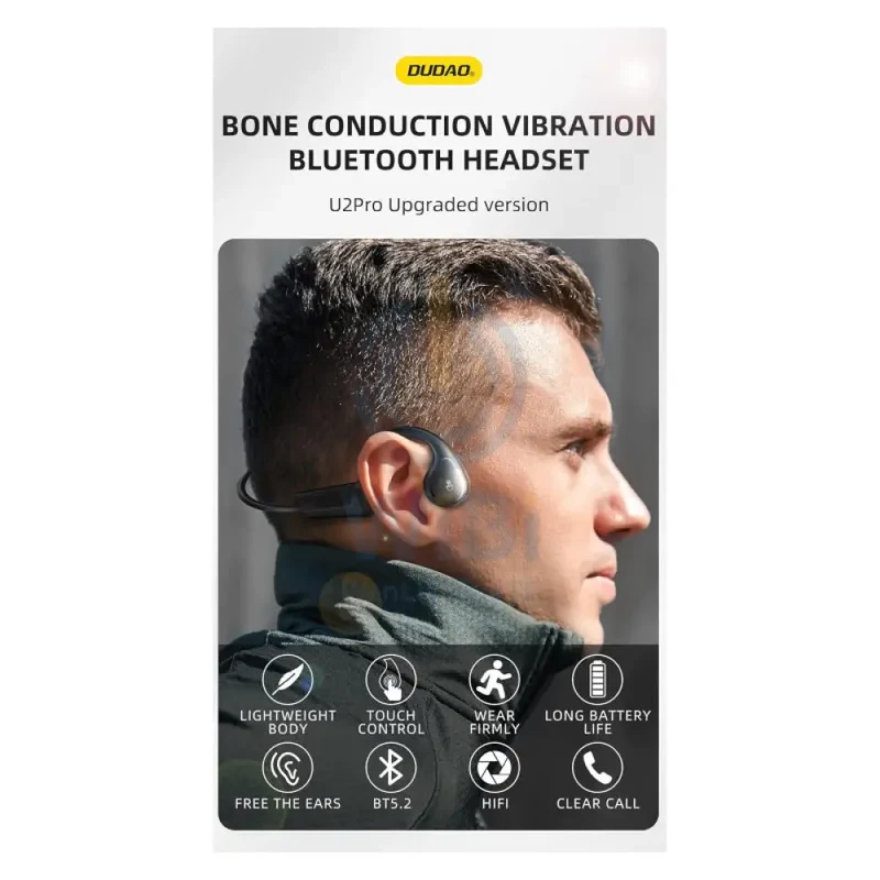 DUDAO U2PRO Premium Bone Conduction Wireless Neckband - On-Ear / Bluetooth / Black
