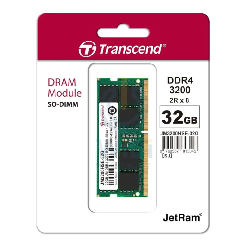 Transcend SO-DIMM Laptop Memory - 32GB / DDR4 / 3200 MHz / Memory Module