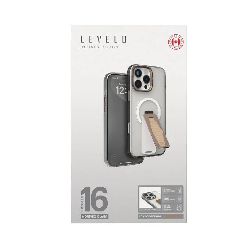 Levelo Morphix MagSafe Grip Case - Apple iPhone 16 Pro Max / Rose Gold Titanium