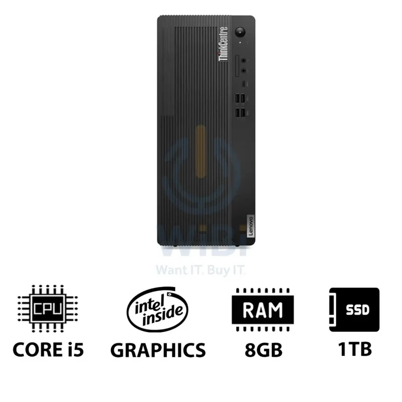 Lenovo ThinkCentre M70t Gen 5 - i5 / 8GB / 1TB (NVMe M.2 SSD) / DOS (Without OS) / 1YW - Desktop