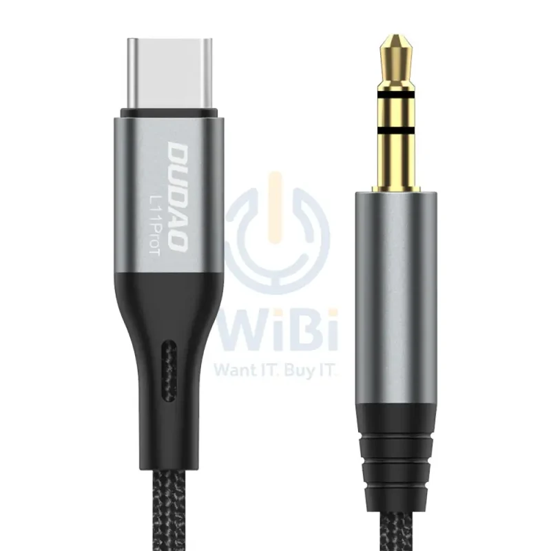DUDAO L11PROT Type-C To 3.5mm Aux Cable - 1 Meter / Grey