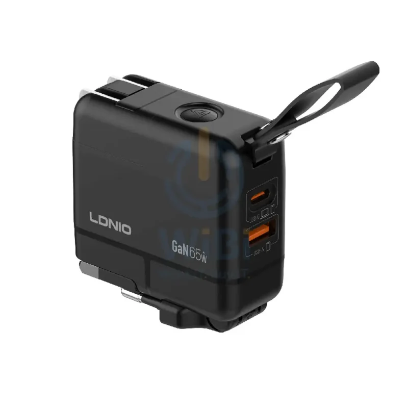 LDNIO Q2618 GaN Fast Wall Charger - 65W / USB-A / Type-C / Black