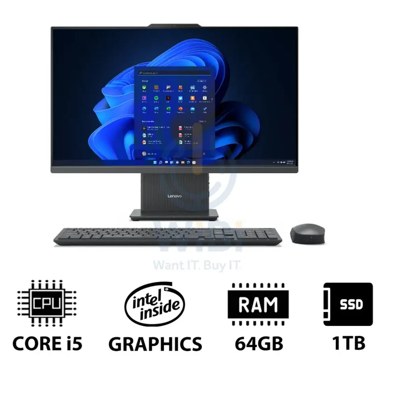 Lenovo IdeaCentre Gen 9 AIO PC - i5 / 64GB / 1TB (NVMe M.2 SSD) / 23.8" FHD Non-Touch / Win 11 Pro / 1YW / Luna Grey - Desktop