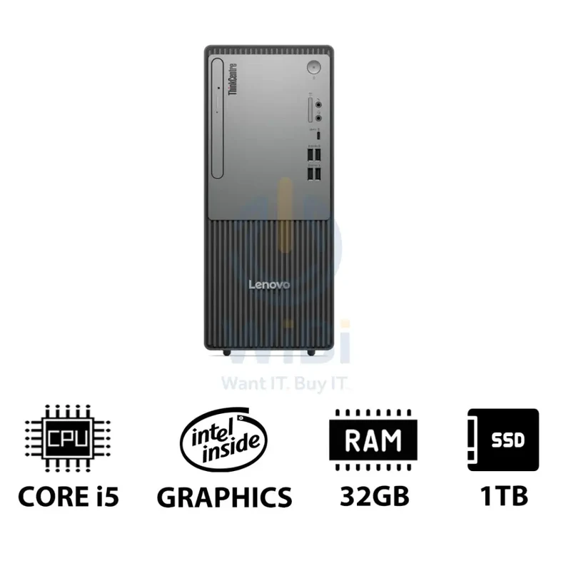 Lenovo ThinkCentre neo 50t Gen 5 - i5 / 32GB / 1TB (NVMe M.2 SSD) / Win 11 Pro / 1YW / Black - Desktop