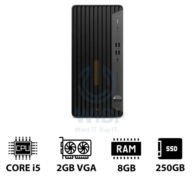 HP Elite Tower 800 G9 - i5 / 8GB / 250GB (NVMe M.2 SSD) / 2GB VGA / Win 10 Pro / 1YW - Desktop