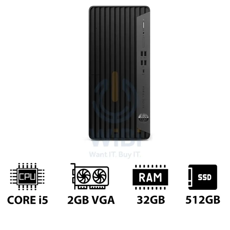 HP Elite Tower 800 G9 - i5 / 32GB / 512GB (NVMe M.2 SSD) / 2GB VGA / Win 10 Pro / 1YW - Desktop