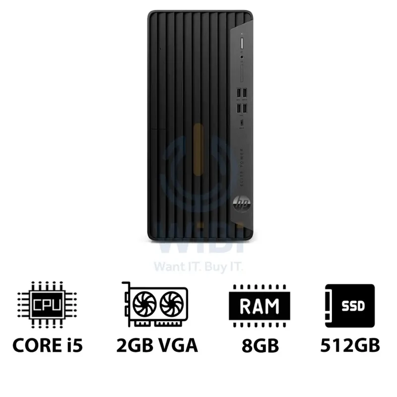 HP Elite Tower 800 G9 - i5 / 8GB / 512GB (NVMe M.2 SSD) / 2GB VGA / Win 10 Pro / 1YW - Desktop