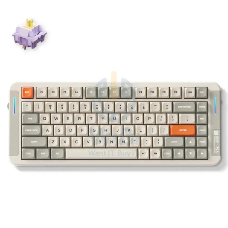 MCHOSE X75 V2 Custom Mechanical Keyboard - 4000mAh / Retro White