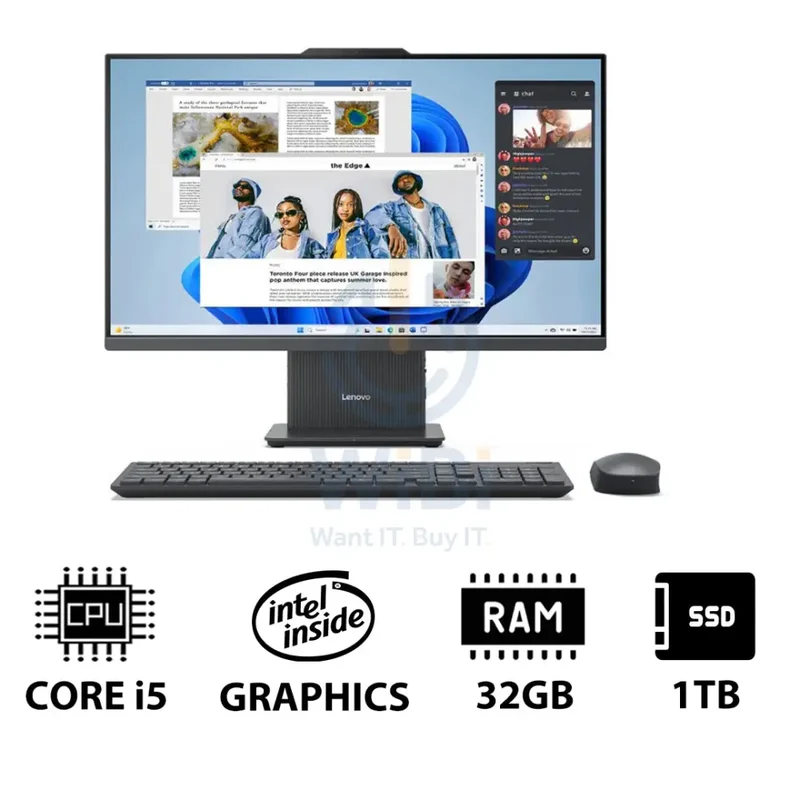 Lenovo IdeaCentre Gen 9 AIO PC - i5 / 32GB / 1TB (NVMe M.2 SSD) / 23.8" FHD Non-Touch / DOS (Without OS) / 1YW / Luna Grey - Desktop