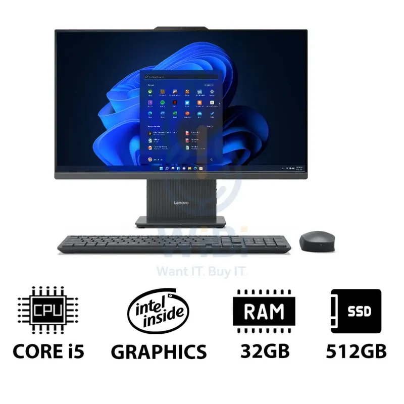 Lenovo IdeaCentre Gen 9 AIO PC - i5 / 32GB / 512GB (NVMe M.2 SSD) / 23.8" FHD Non-Touch / Win 11 Pro / 1YW / Luna Grey - Desktop