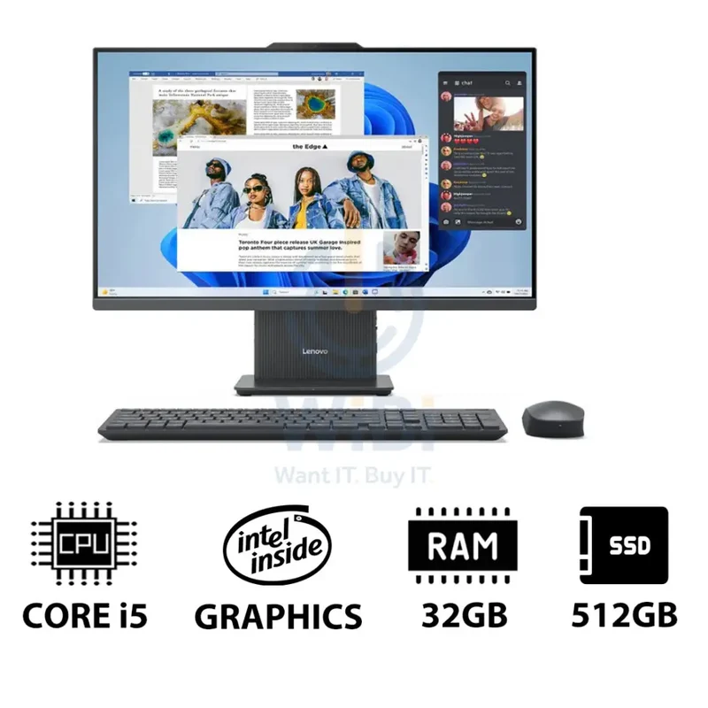 Lenovo IdeaCentre Gen 9 AIO PC - i5 / 32GB / 512GB (NVMe M.2 SSD) / 23.8" FHD Non-Touch / DOS (Without OS) / 1YW / Luna Grey - Desktop