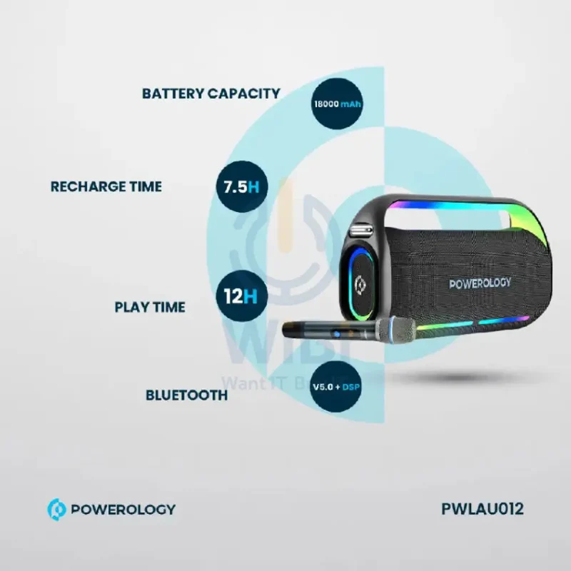 Powerology Deep Bass Party Speaker - Bluetooth / Black