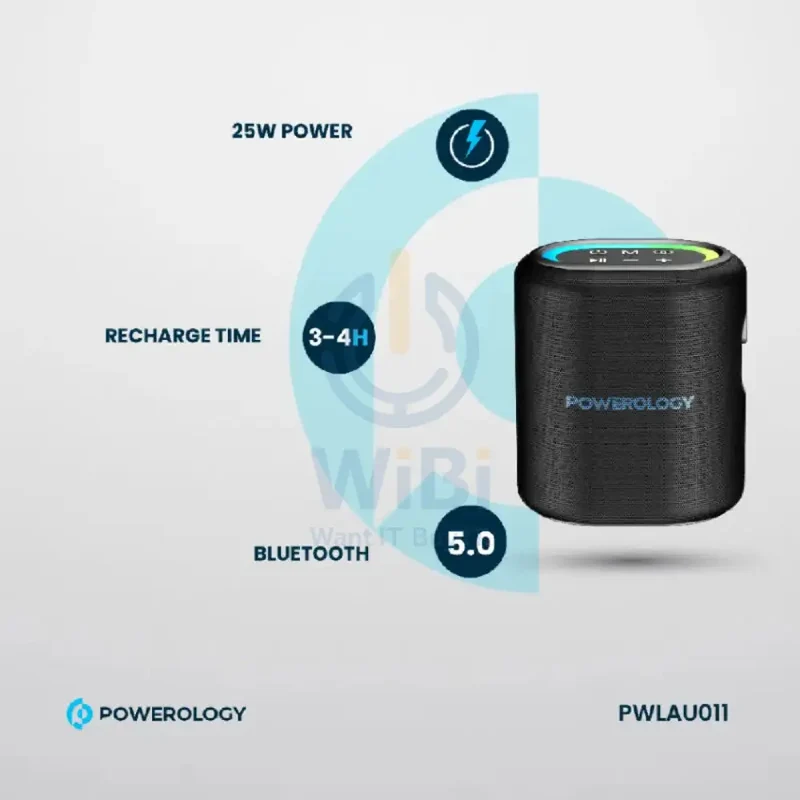 Powerology Portable Loud Speaker - Bluetooth / Black