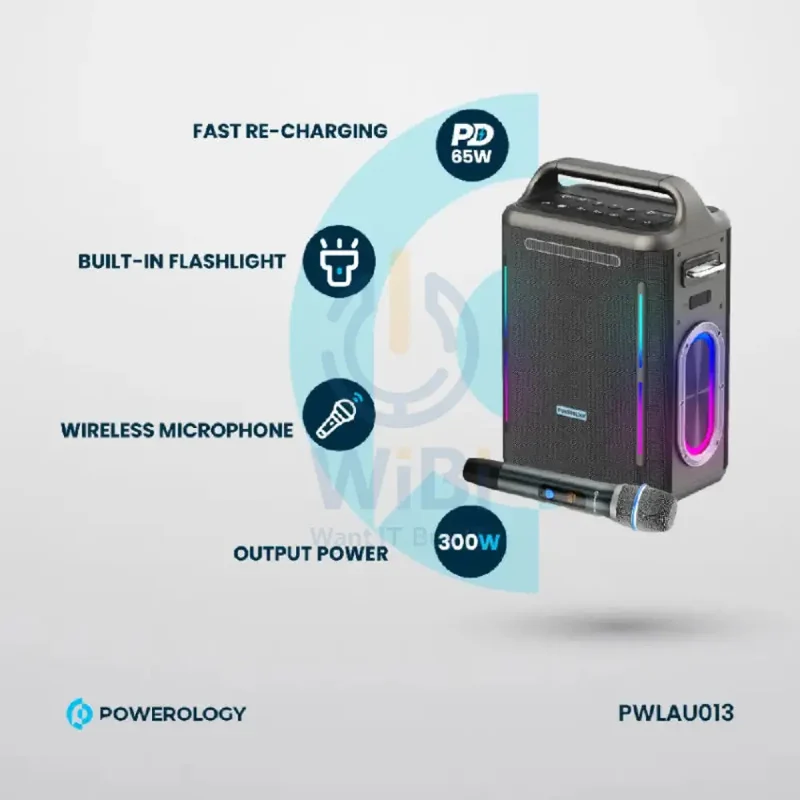 Powerology Karaoke Party Speaker - Bluetooth / Silver