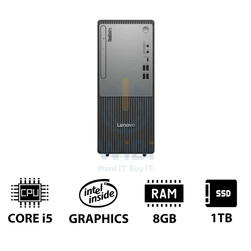Lenovo ThinkCentre neo 50t Gen 5 - i5 / 8GB / 1TB (NVMe M.2 SSD) / Win 11 Pro / 1YW / Black - Desktop