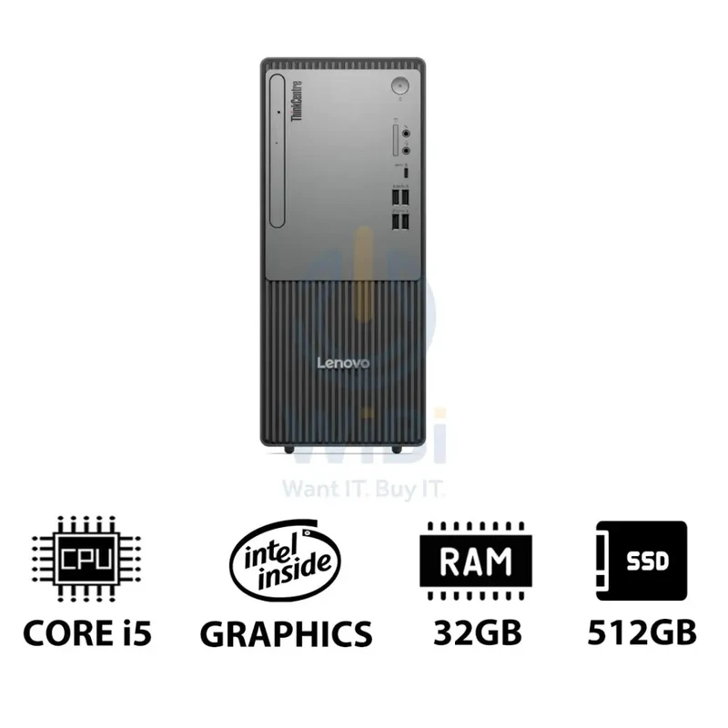 Lenovo ThinkCentre neo 50t Gen 5 - i5 / 32GB / 512GB (NVMe M.2 SSD) / Win 11 Pro / 1YW / Black - Desktop
