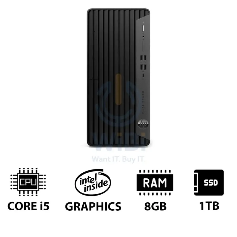 HP Elite Tower 800 G9 - i5 / 8GB / 1TB (NVMe M.2 SSD) / Win 10 Pro / 1YW - Desktop