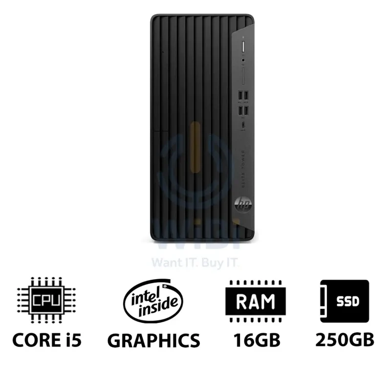 HP Elite Tower 800 G9 - i5 / 16GB / 250GB (NVMe M.2 SSD) / Win 10 Pro / 1YW - Desktop