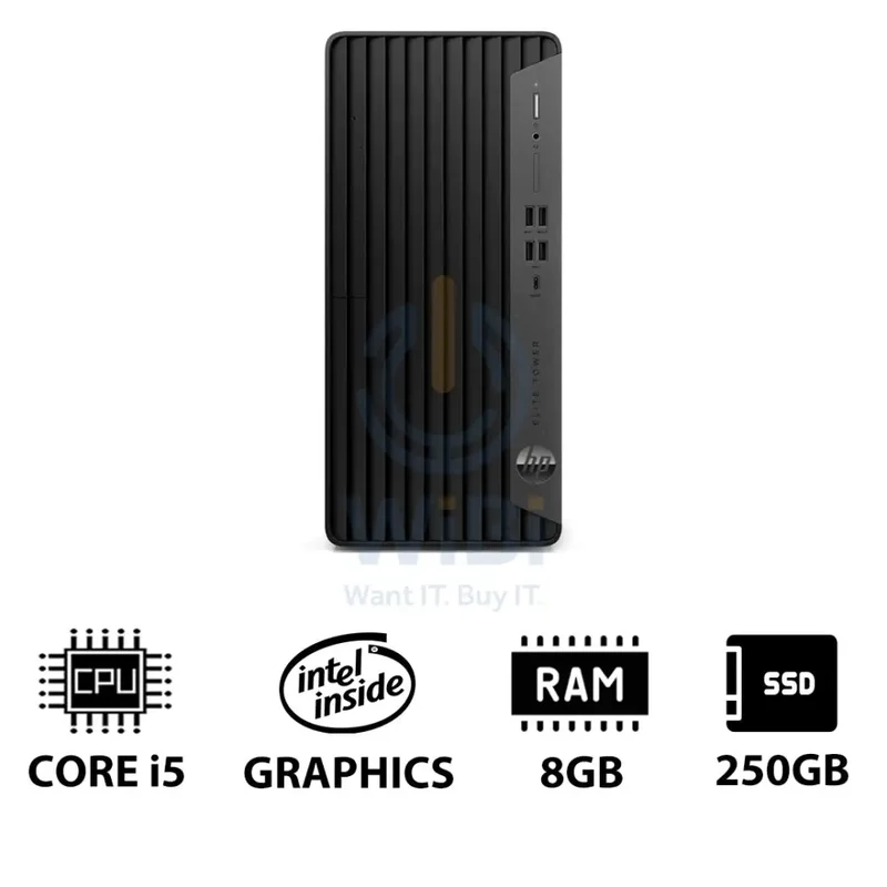 HP Elite Tower 800 G9 - i5 / 8GB / 250GB (NVMe M.2 SSD) / Win 10 Pro / 1YW - Desktop