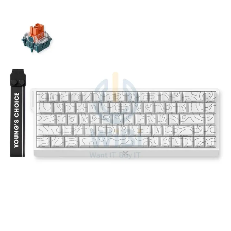 MCHOSE Ace 68 Hall Effect Magnetic Switch Gaming Keyboard - Wired / White Topographic