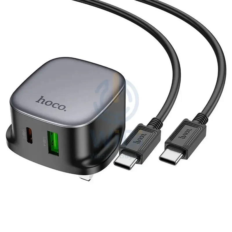 HOCO CS32B Rich Wall Charger With USB-C Cable - USB-C / USB-A / Black