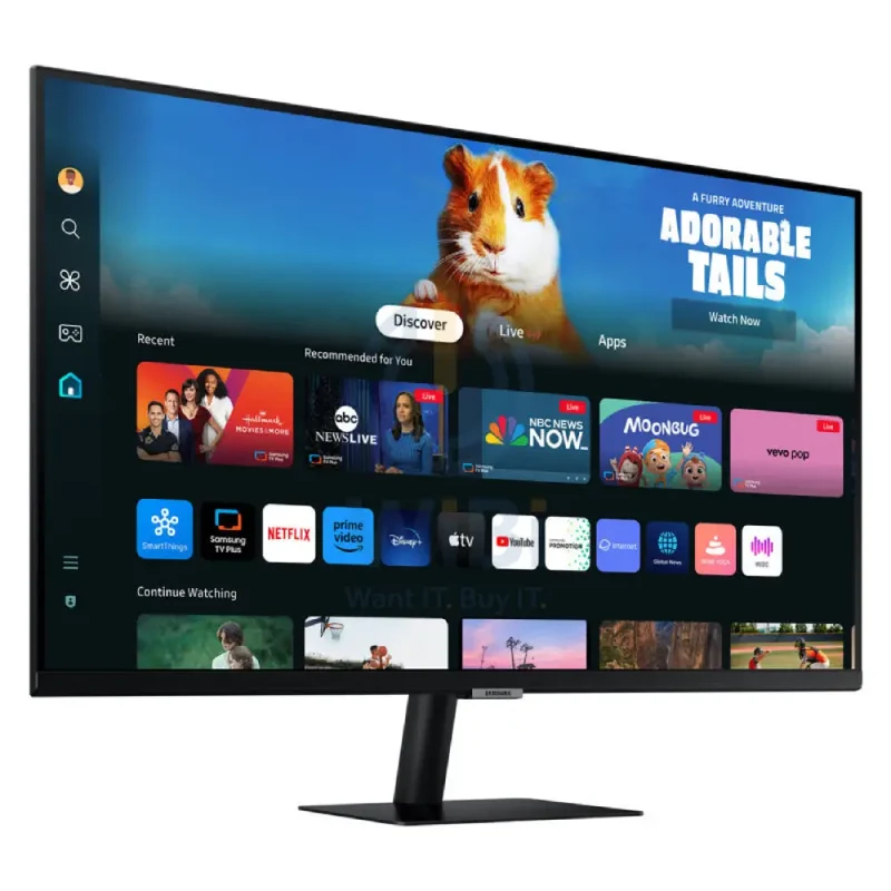 شاشة سامسونج M50D الذكية، مقاس 27 بوصة، لوحة VA، بدقة FHD، زمن استجابة 4 مللي ثانية، HDMI/يو إس بي/بلوتوث/واي فاي، باللون الأسود