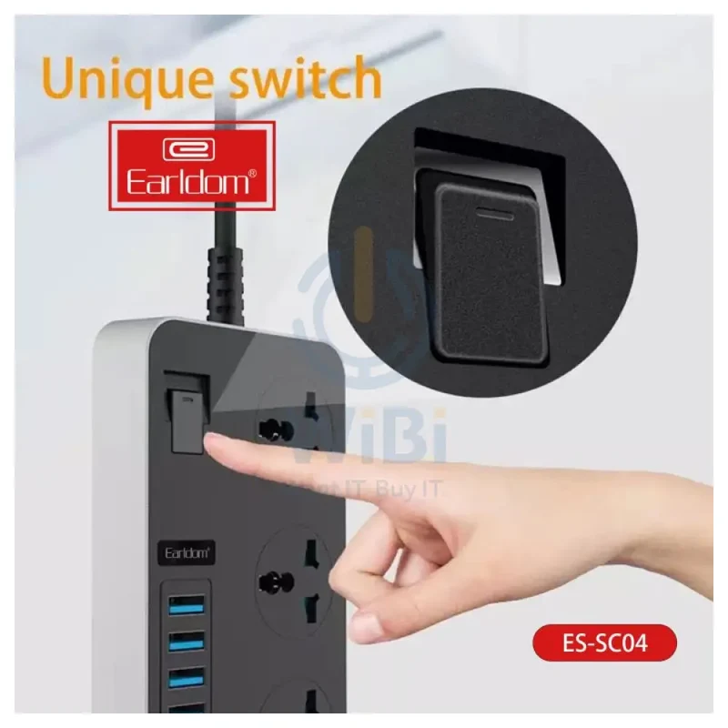 Earldom SC04 Power Strip Extension - 3 Way / USB / Black