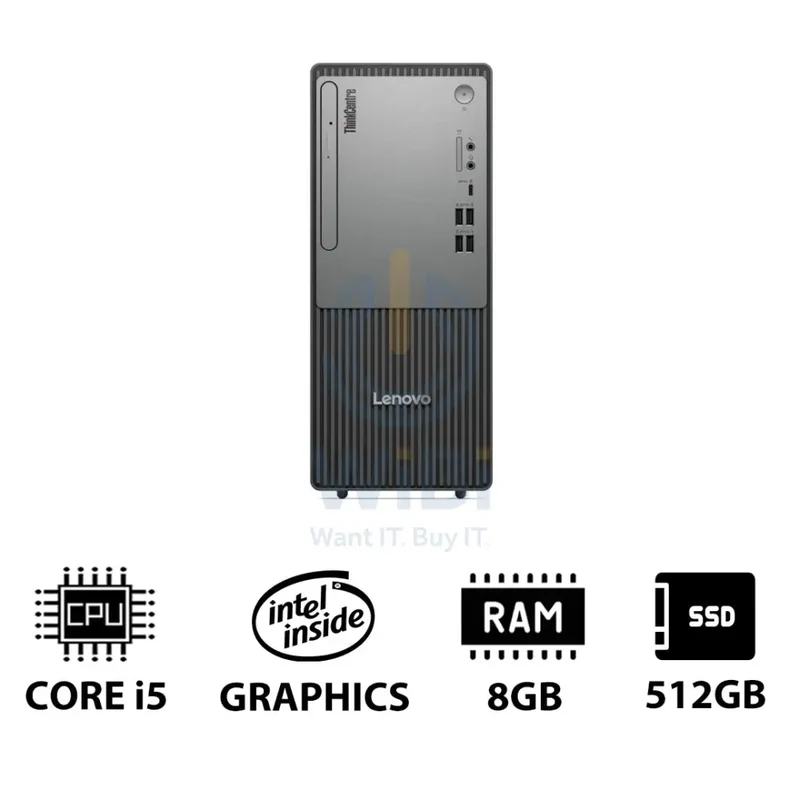 Lenovo ThinkCentre neo 50t Gen 5 - i5 / 8GB / 512GB (NVMe M.2 SSD) / Win 11 Pro / 1YW / Black - Desktop