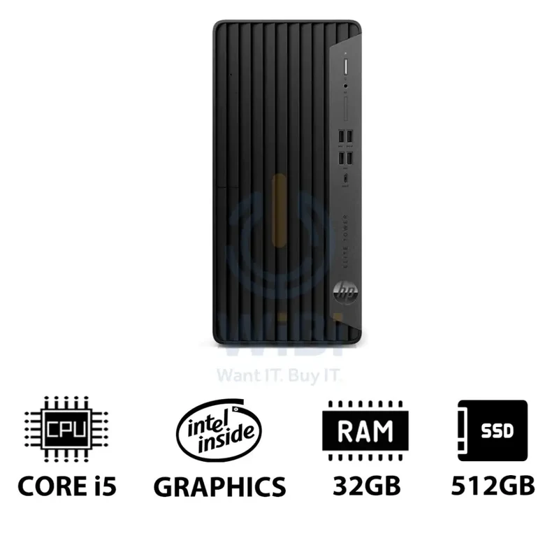 HP Elite Tower 800 G9 - i5 / 32GB / 512GB (NVMe M.2 SSD) / Win 10 Pro / 1YW - Desktop