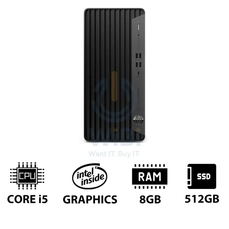 HP Elite Tower 800 G9 - i5 / 8GB / 512GB (NVMe M.2 SSD) / Win 10 Pro / 1YW - Desktop