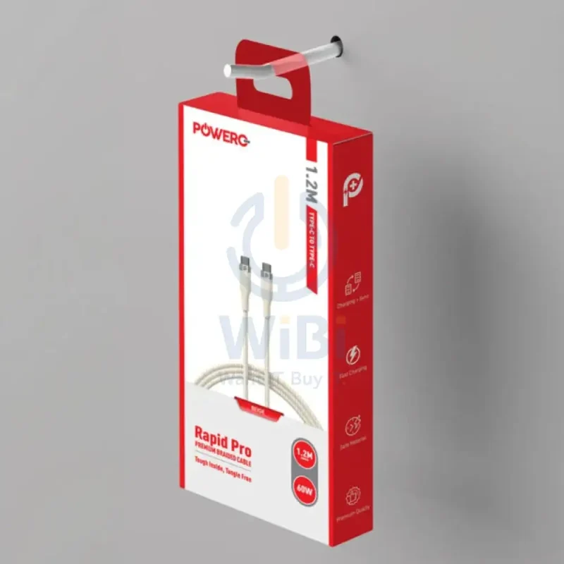 PowerO+ Rapid Pro Premium Braided Cable - 60W / 1.2 Meter / Type-C / Beige