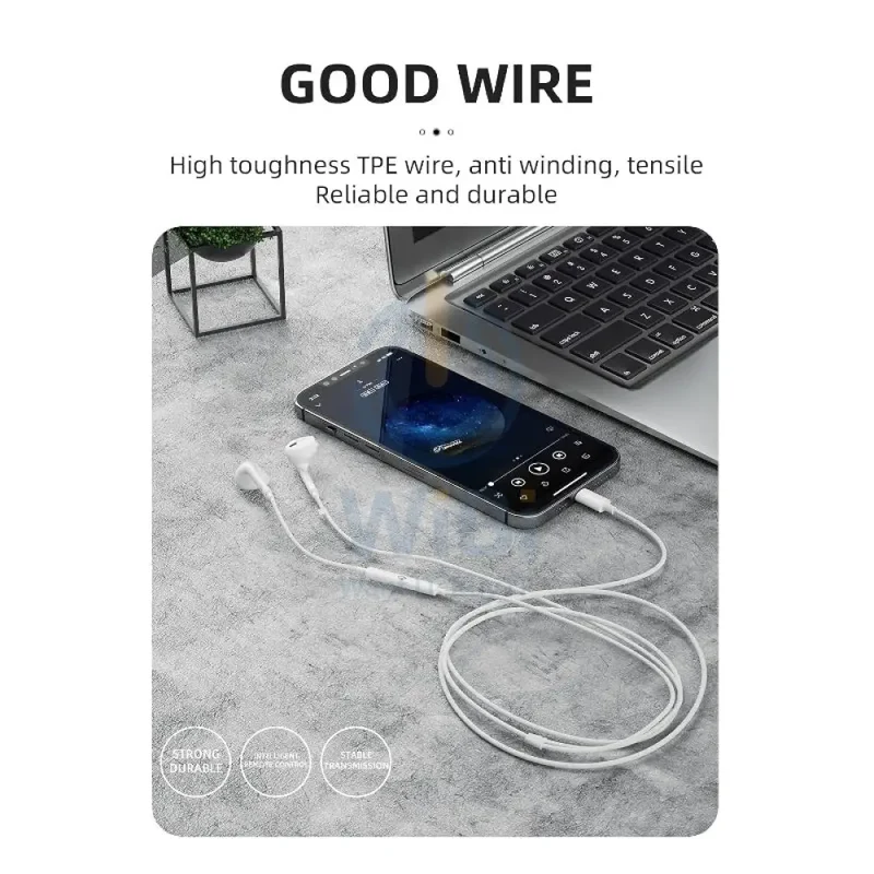 DUDAO X14+ Premium Earphone - Lightning / Wired / White