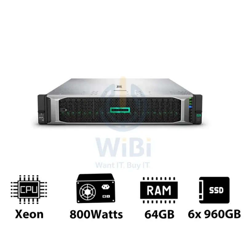 HP ProLiant DL380 G10 - Xeon-2.40GHz / 10-Cores / 64GB / 6x 960GB SSD / 800Watts / Rack(2U)