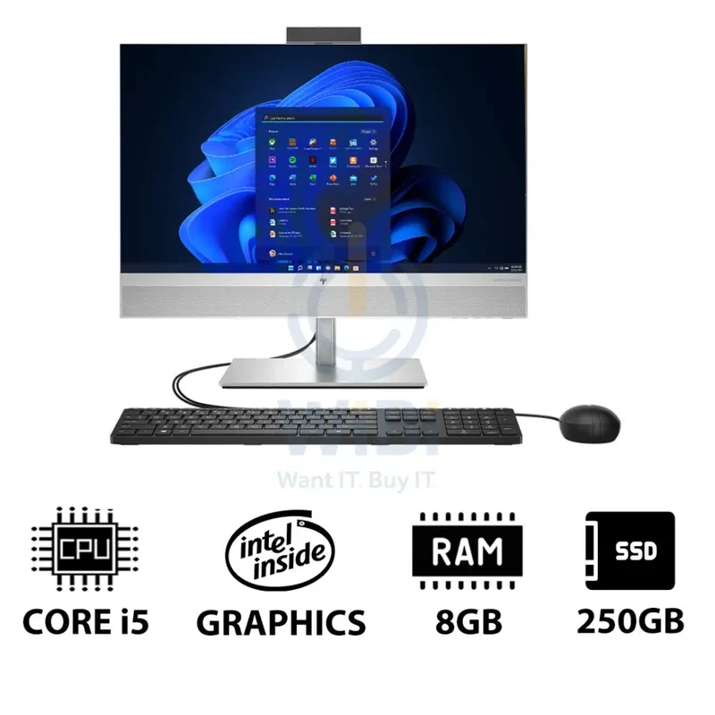 HP EliteOne 840 G9 AIO PC - 23.8" FHD Non-Touch / i5 / 8GB / 250GB (NVMe M.2 SSD) / Win 11 Pro / 1YW - Desktop
