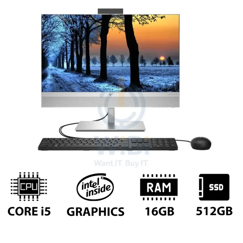 HP EliteOne 840 G9 AIO PC - 23.8" FHD Non-Touch / i5 / 16GB / 512GB (NVMe M.2 SSD) / DOS (Without OS) / 1YW - Desktop
