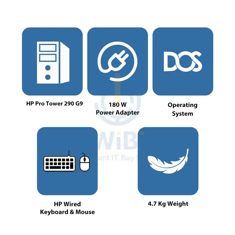 HP Pro Tower 290 G9 - i5 / 32GB / 250GB (NVMe M.2 SSD) / 4GB VGA / DOS (Without OS) / 1YW - Desktop