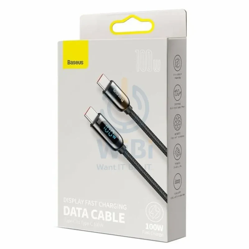 Baseus Display Fast Charging Data Cable Type-C to Type-C - 100W / 1m / Black