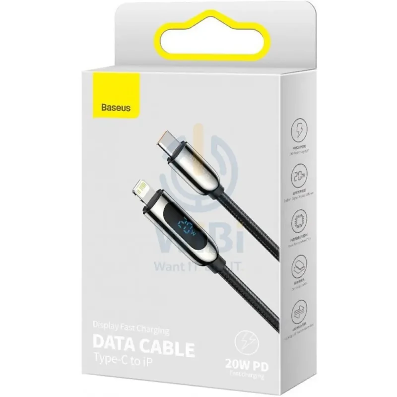 Baseus Display Fast Charging Data Cable Type-C to IP - 20W / 2m / Black
