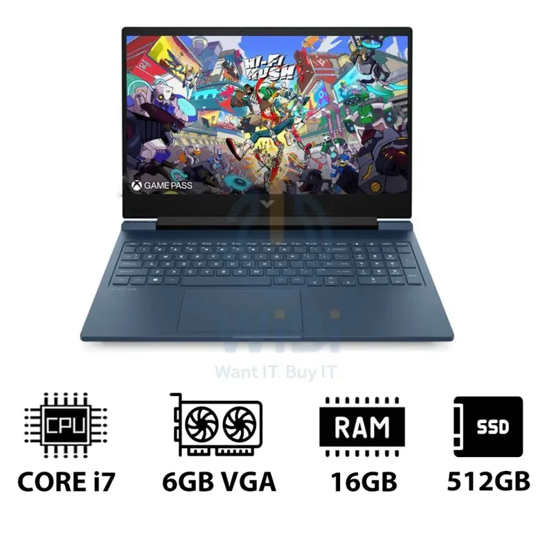 HP Victus - 16.1" FHD / RTX 4050 6GB VGA / i7 / 16GB / 512GB (NVMe M.2 SSD) / Performance Blue