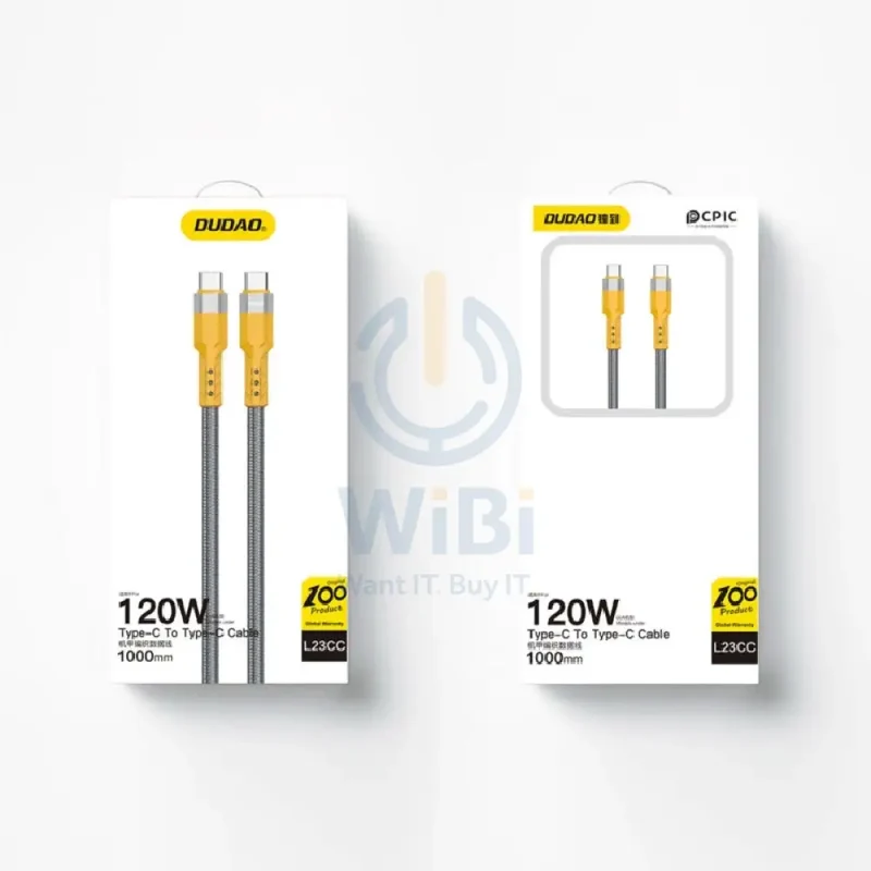 DUDAO L23CC Data Cable - 1 Meter / 120W / USB-C / Grey
