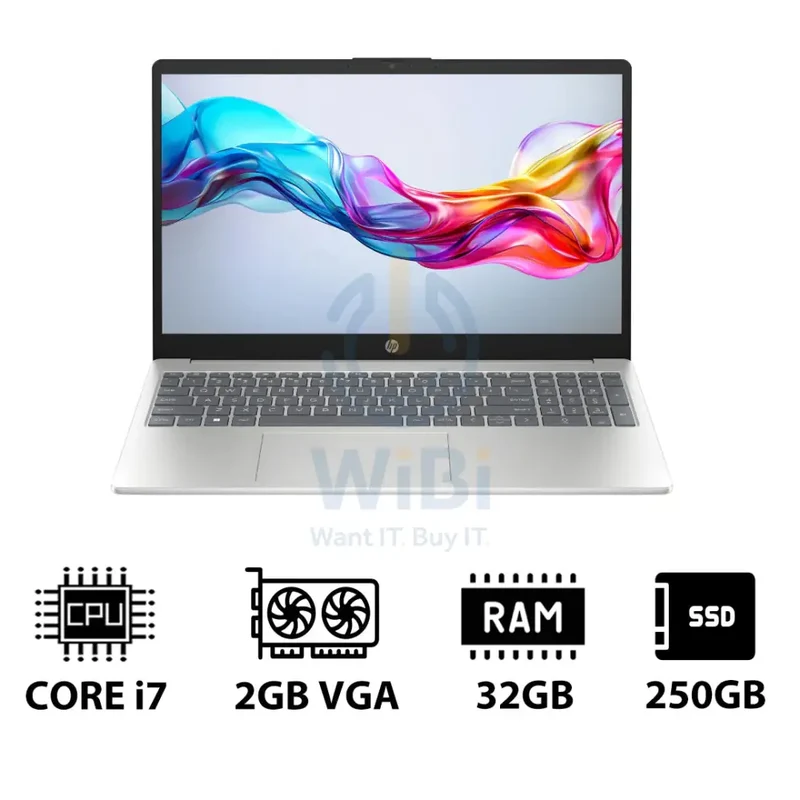 HP 15-FD0142NE - 15.6" FHD / i7 / 32GB / 250GB (NVMe M.2 SSD) / MX570 2GB VGA / DOS (Without OS) / 1YW / Natural Silver - Laptop