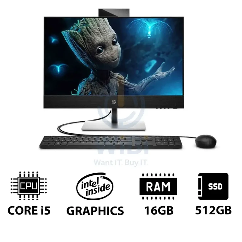 HP ProOne 440 G9 AIO - i5 / 16GB / 512GB (NVMe M.2 SSD) / 23.8" FHD Touch / DOS (Without OS) / 1YW / Black - Desktop