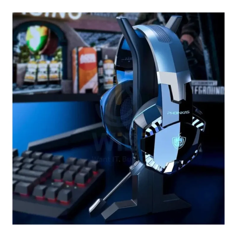 PHOINIKAS G2000BT Gaming Headphones with Adapter - Blue