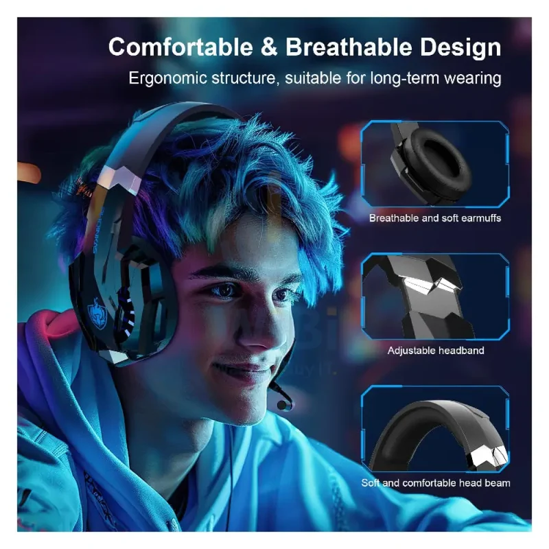 PHOINIKAS G9000 MAX Gaming Headphone - Black/Blue