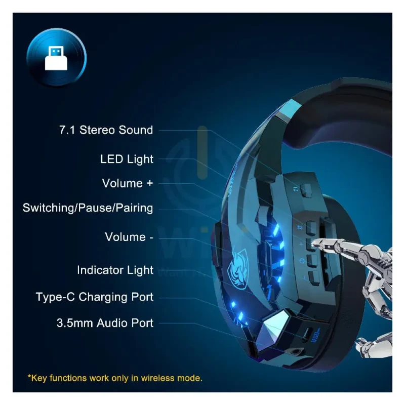 PHOINIKAS G9000 MAX Gaming Headphone - Black/Blue