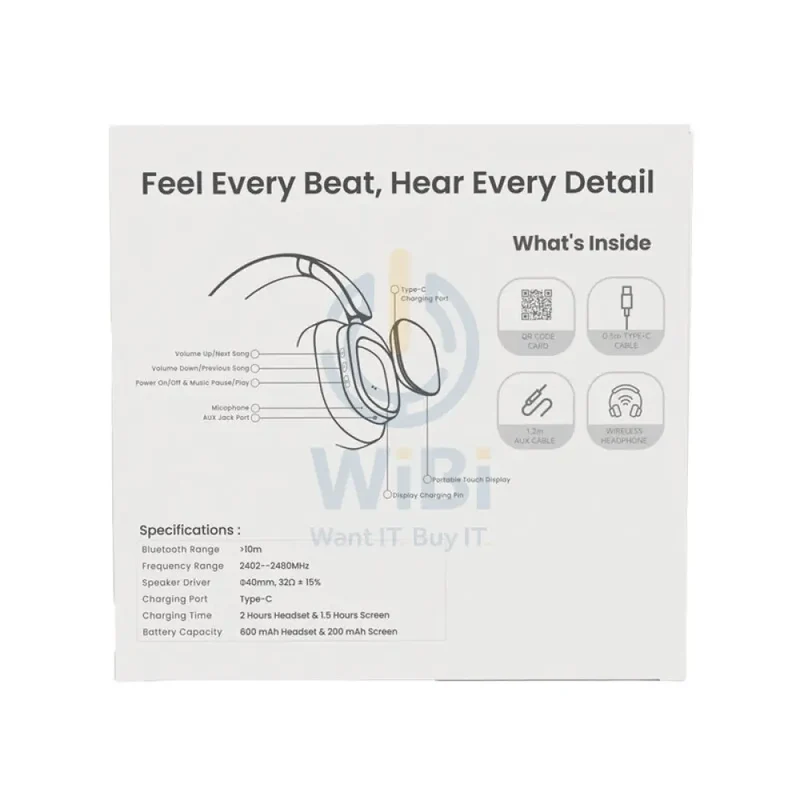 Levelo VibeMaster Wireless Hybrid ANC Headphone - Black