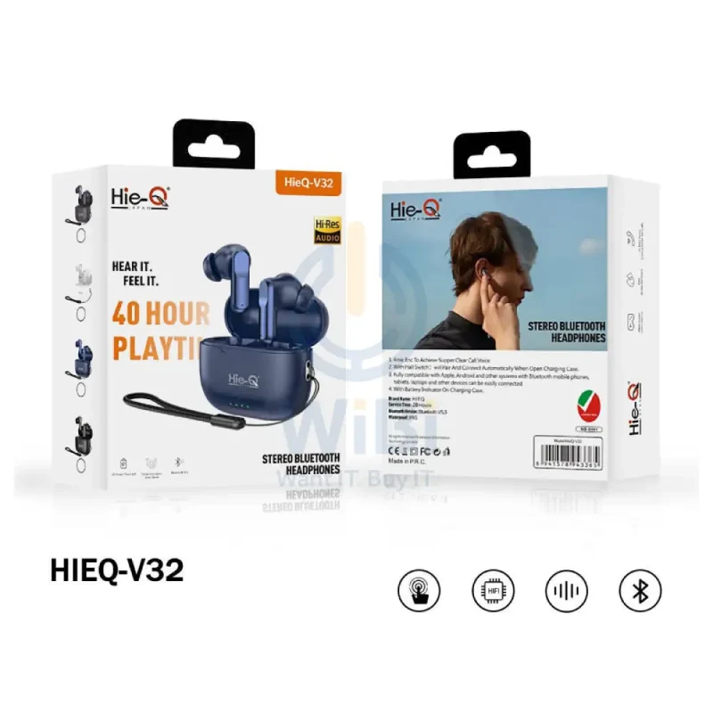 Hie-Q V32 Earbuds - Blue