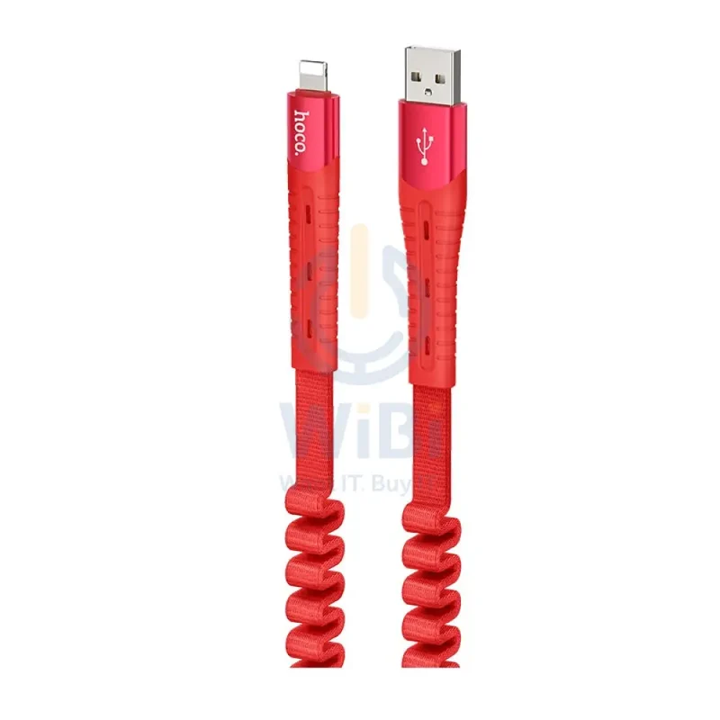 Hoco U78 Cotton Treasure Charging Data Cable - 0.8M / USB-A / Lightning / Red