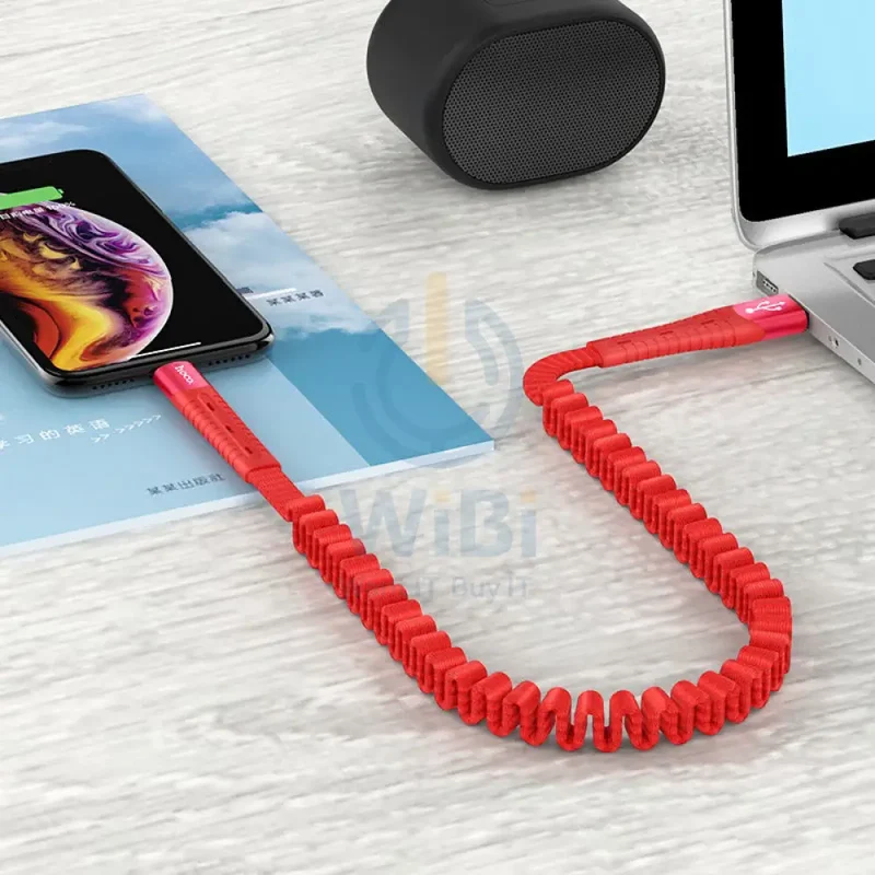 Hoco U78 Cotton Treasure Charging Data Cable - 0.8M / USB-A / Lightning / Red