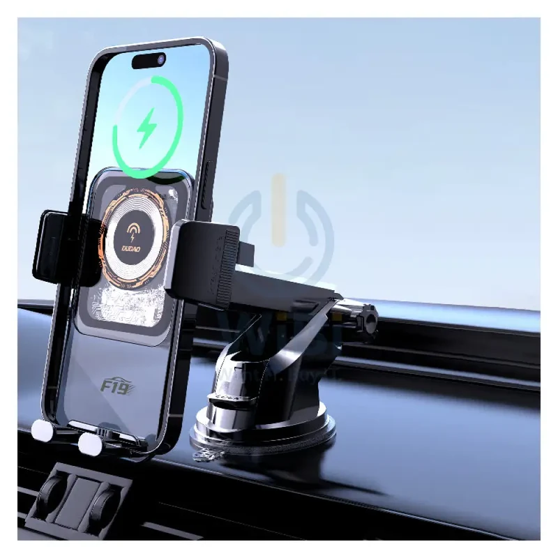 DUDAO F19 2-IN-1 Wireless Charging Phone Car Holder - 15W / Black